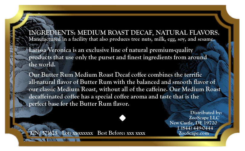 Butter Rum Medium Roast Decaf Coffee <BR>(Single Serve K-Cup Pods)