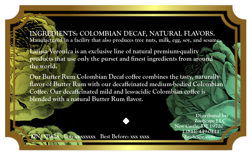 Butter Rum Colombian Decaf Coffee <BR>(Single Serve K-Cup Pods)