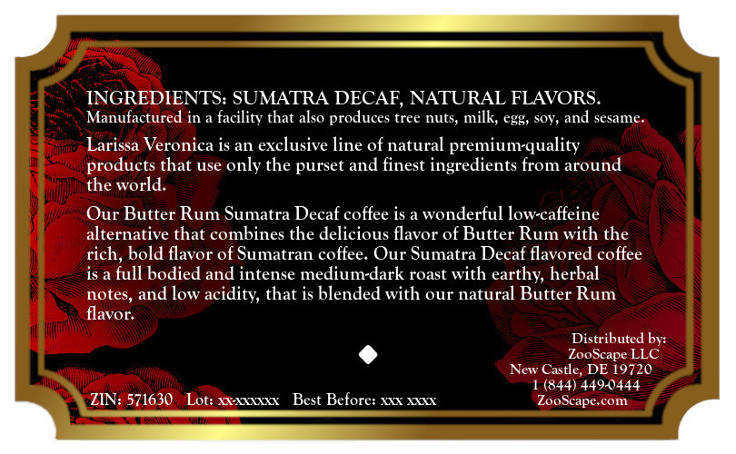 Butter Rum Sumatra Decaf Coffee <BR>(Single Serve K-Cup Pods)