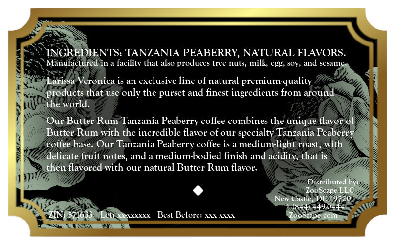 Butter Rum Tanzania Peaberry Coffee <BR>(Single Serve K-Cup Pods)