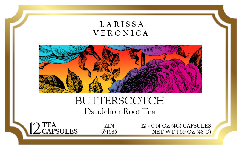 Butterscotch Dandelion Root Tea <BR>(Single Serve K-Cup Pods) - Label