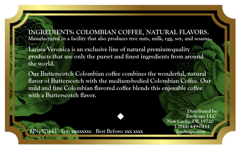 Butterscotch Colombian Coffee <BR>(Single Serve K-Cup Pods)
