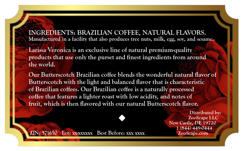 Butterscotch Brazilian Coffee <BR>(Single Serve K-Cup Pods)