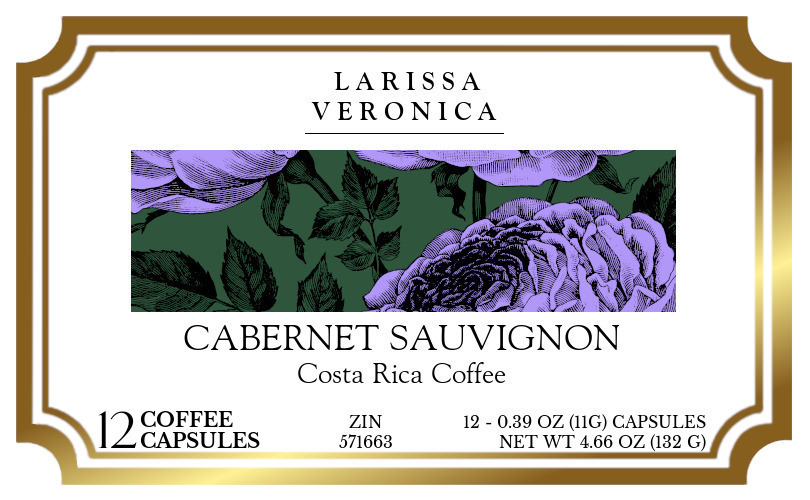 Cabernet Sauvignon Costa Rica Coffee <BR>(Single Serve K-Cup Pods) - Label