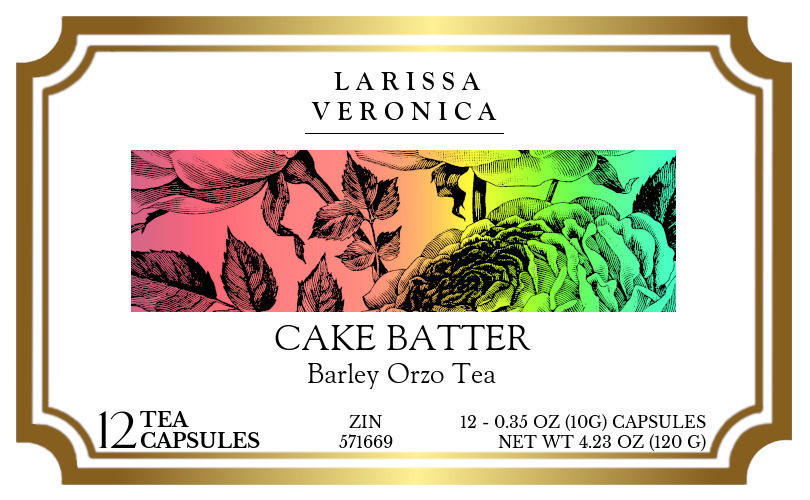 Cake Batter Barley Orzo Tea <BR>(Single Serve K-Cup Pods) - Label