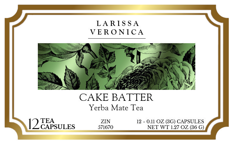 Cake Batter Yerba Mate Tea <BR>(Single Serve K-Cup Pods) - Label