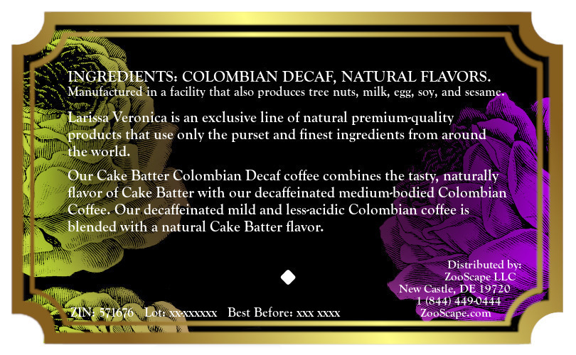Cake Batter Colombian Decaf Coffee <BR>(Single Serve K-Cup Pods)