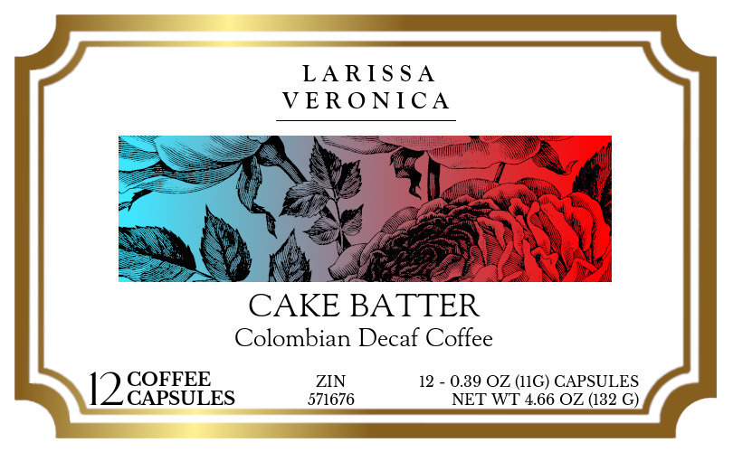 Cake Batter Colombian Decaf Coffee <BR>(Single Serve K-Cup Pods) - Label