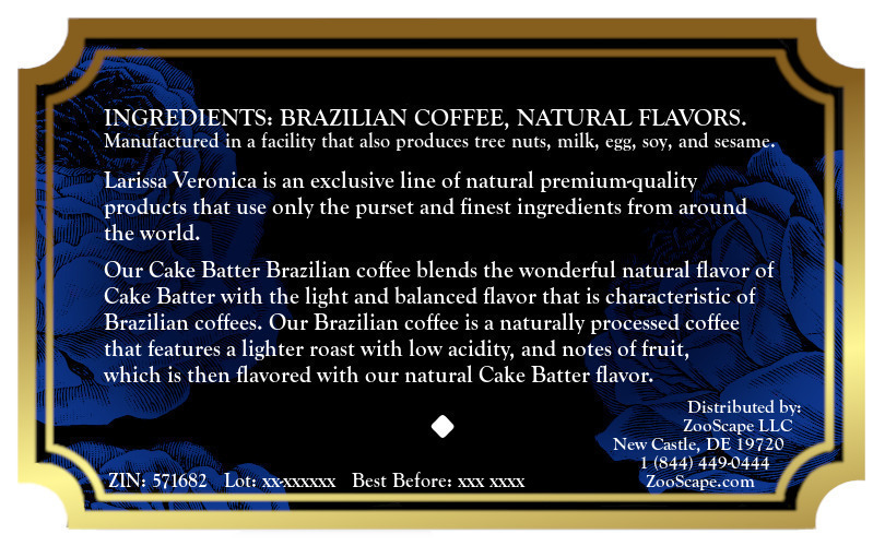 Cake Batter Brazilian Coffee <BR>(Single Serve K-Cup Pods)
