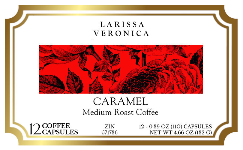 Caramel Medium Roast Coffee <BR>(Single Serve K-Cup Pods) - Label