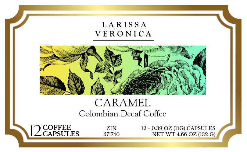 Caramel Colombian Decaf Coffee <BR>(Single Serve K-Cup Pods) - Label