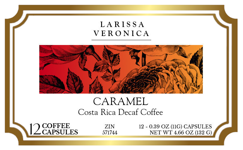 Caramel Costa Rica Decaf Coffee <BR>(Single Serve K-Cup Pods) - Label