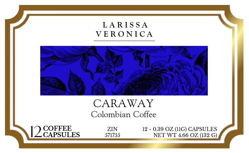 Caraway Colombian Coffee <BR>(Single Serve K-Cup Pods) - Label