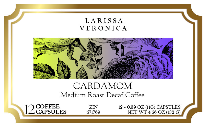 Cardamom Medium Roast Decaf Coffee <BR>(Single Serve K-Cup Pods) - Label