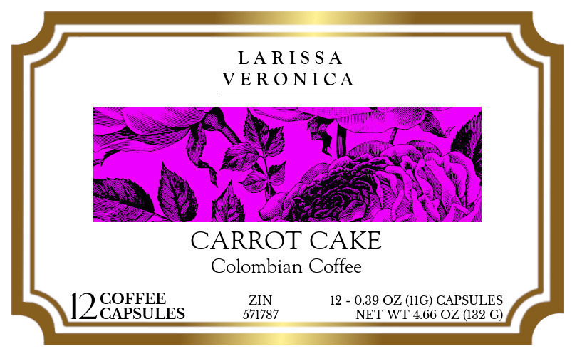 Carrot Cake Colombian Coffee <BR>(Single Serve K-Cup Pods) - Label