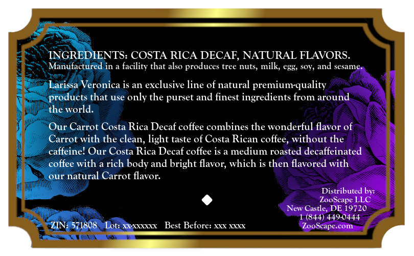 Carrot Costa Rica Decaf Coffee <BR>(Single Serve K-Cup Pods)