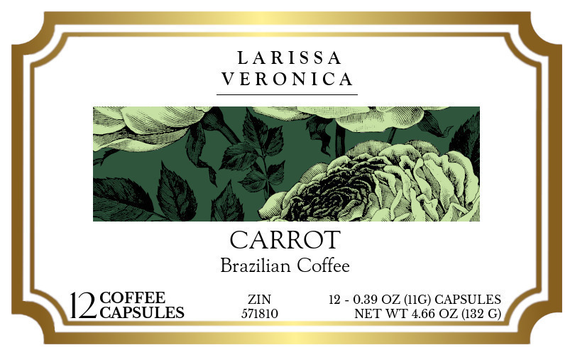 Carrot Brazilian Coffee <BR>(Single Serve K-Cup Pods) - Label