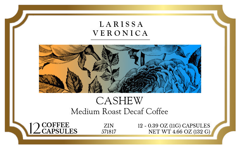 Cashew Medium Roast Decaf Coffee <BR>(Single Serve K-Cup Pods) - Label