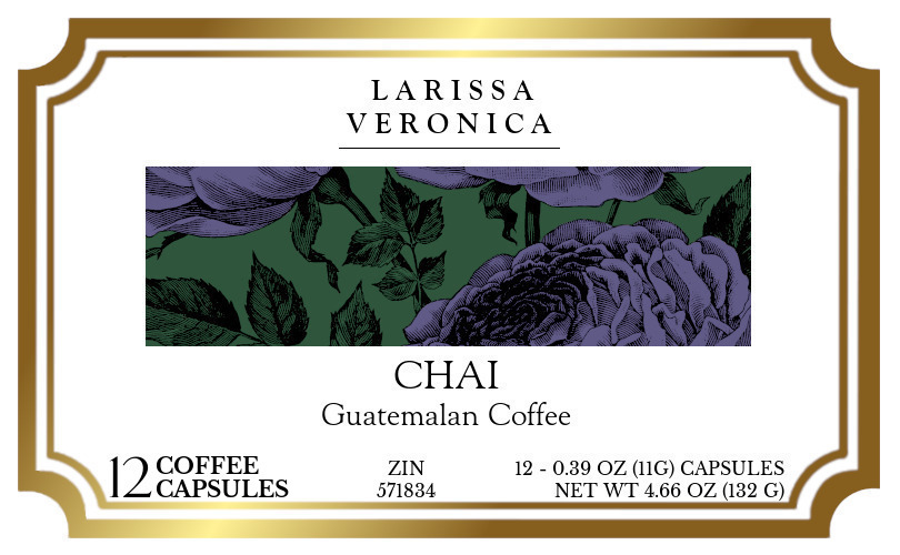 Chai Guatemalan Coffee <BR>(Single Serve K-Cup Pods) - Label