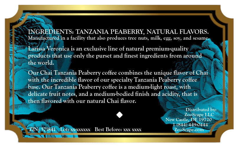 Chai Tanzania Peaberry Coffee <BR>(Single Serve K-Cup Pods)