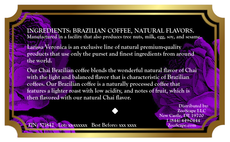 Chai Brazilian Coffee <BR>(Single Serve K-Cup Pods)