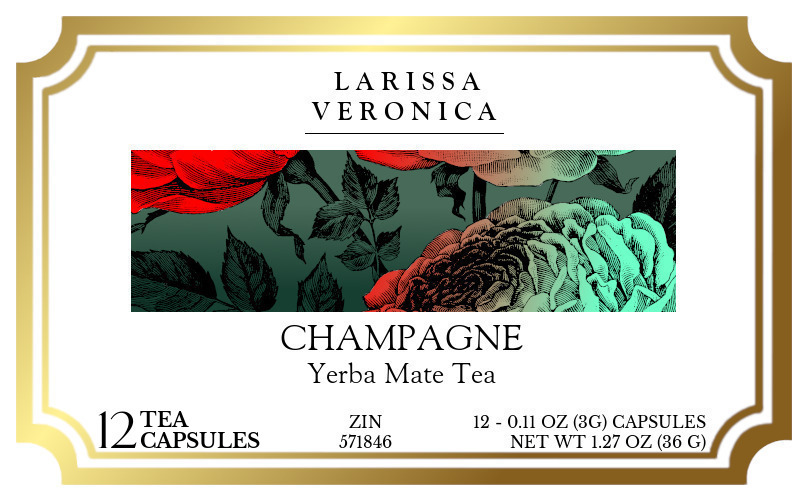Champagne Yerba Mate Tea <BR>(Single Serve K-Cup Pods) - Label