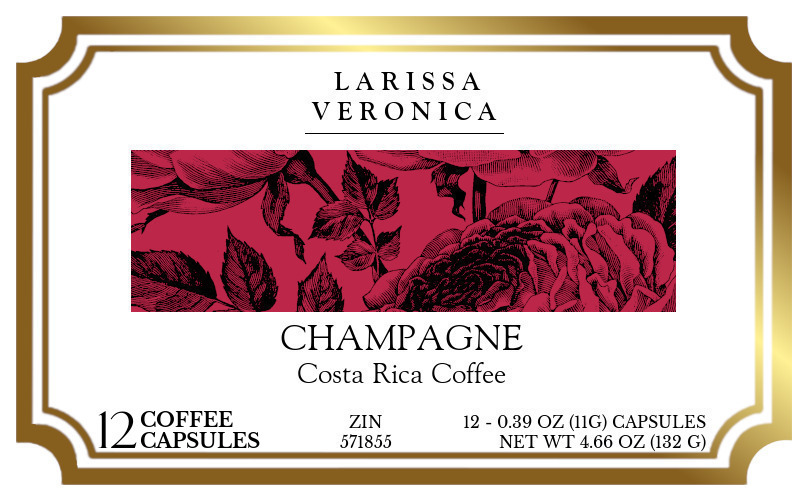 Champagne Costa Rica Coffee <BR>(Single Serve K-Cup Pods) - Label