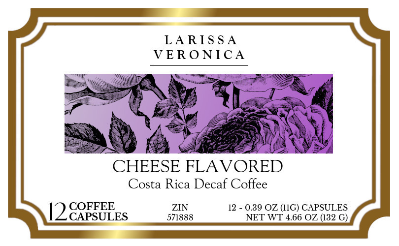 Cheese Flavored Costa Rica Decaf Coffee <BR>(Single Serve K-Cup Pods) - Label