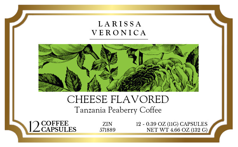Cheese Flavored Tanzania Peaberry Coffee <BR>(Single Serve K-Cup Pods) - Label