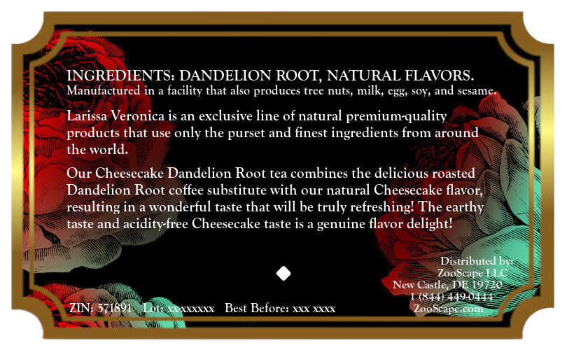 Cheesecake Dandelion Root Tea <BR>(Single Serve K-Cup Pods)