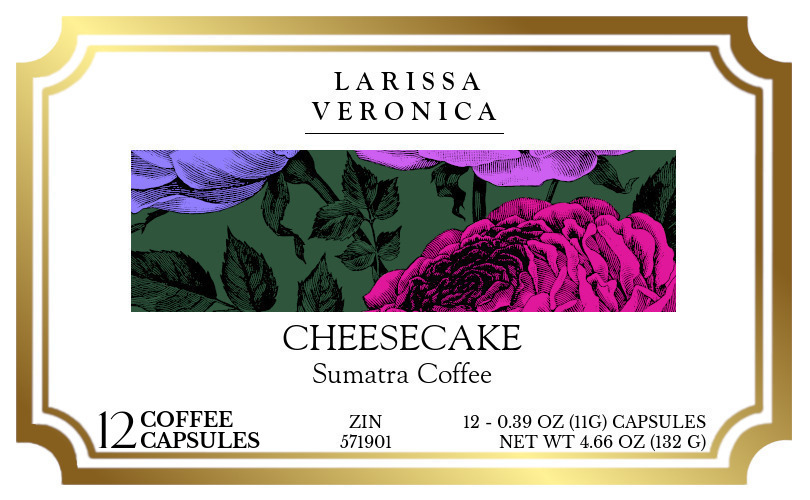 Cheesecake Sumatra Coffee <BR>(Single Serve K-Cup Pods) - Label