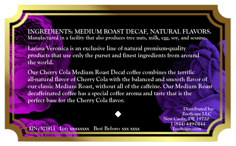 Cherry Cola Medium Roast Decaf Coffee <BR>(Single Serve K-Cup Pods)