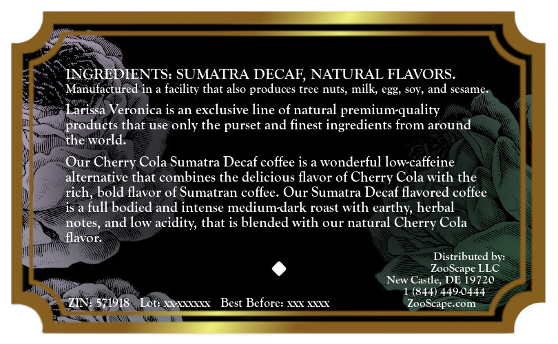 Cherry Cola Sumatra Decaf Coffee <BR>(Single Serve K-Cup Pods)