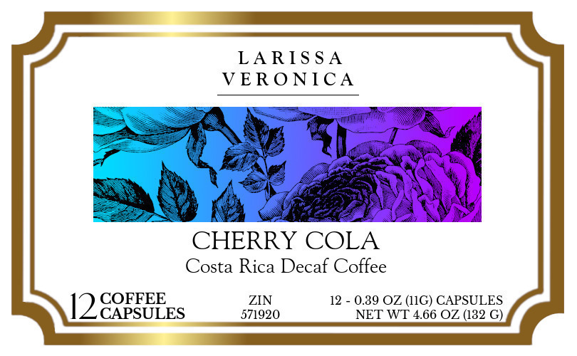 Cherry Cola Costa Rica Decaf Coffee <BR>(Single Serve K-Cup Pods) - Label