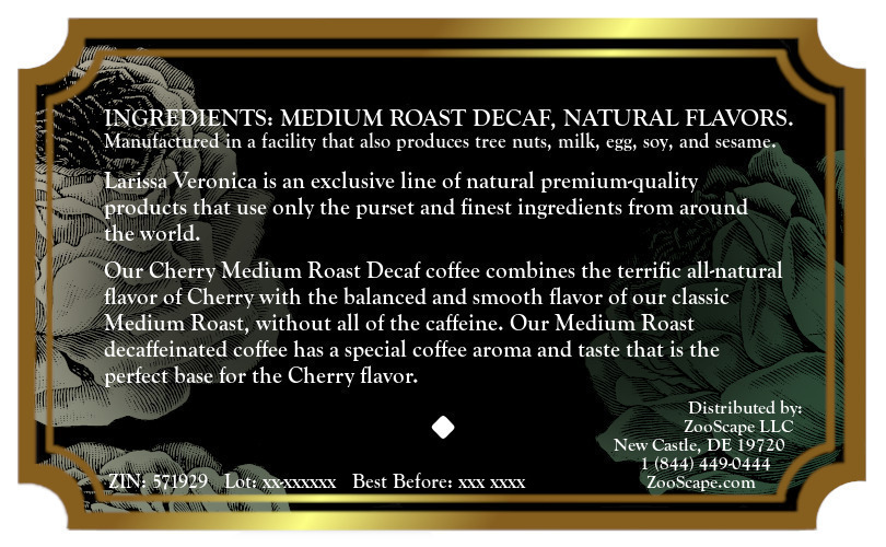 Cherry Medium Roast Decaf Coffee <BR>(Single Serve K-Cup Pods)