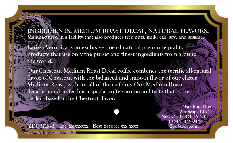 Chestnut Medium Roast Decaf Coffee <BR>(Single Serve K-Cup Pods)