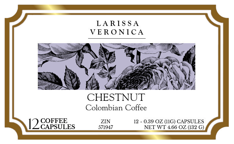 Chestnut Colombian Coffee <BR>(Single Serve K-Cup Pods) - Label