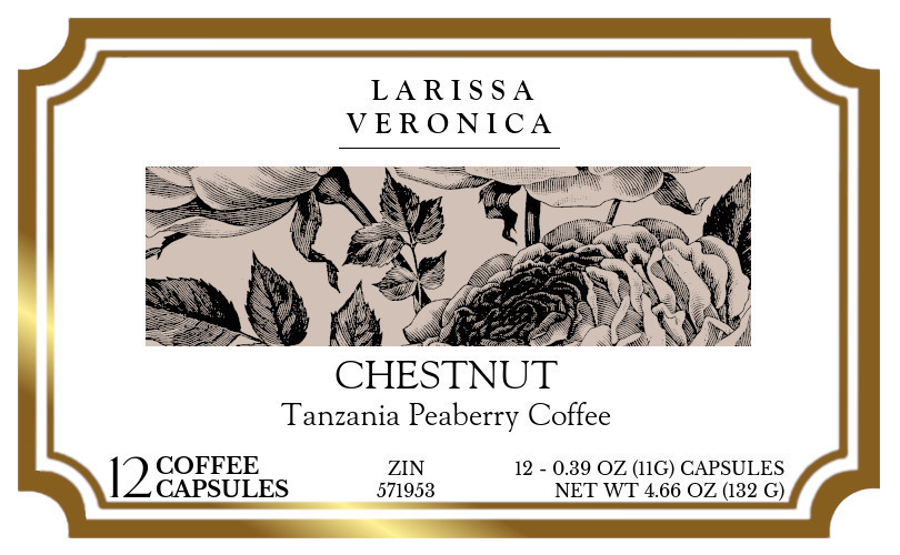 Chestnut Tanzania Peaberry Coffee <BR>(Single Serve K-Cup Pods) - Label