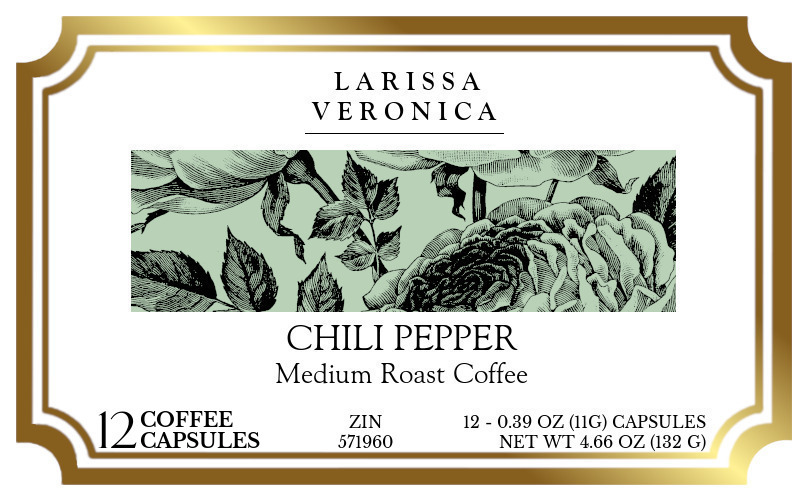 Chili Pepper Medium Roast Coffee <BR>(Single Serve K-Cup Pods) - Label