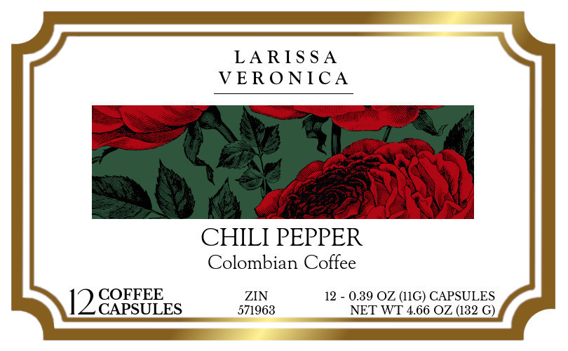 Chili Pepper Colombian Coffee <BR>(Single Serve K-Cup Pods) - Label