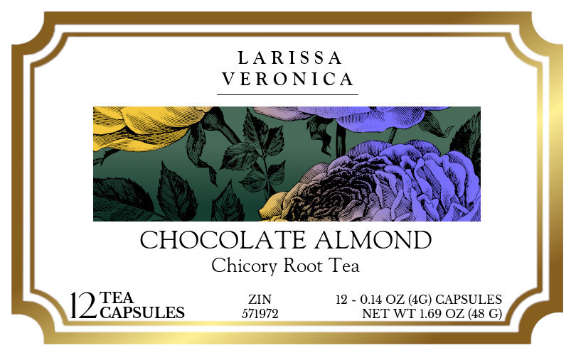 Chocolate Almond Chicory Root Tea <BR>(Single Serve K-Cup Pods) - Label