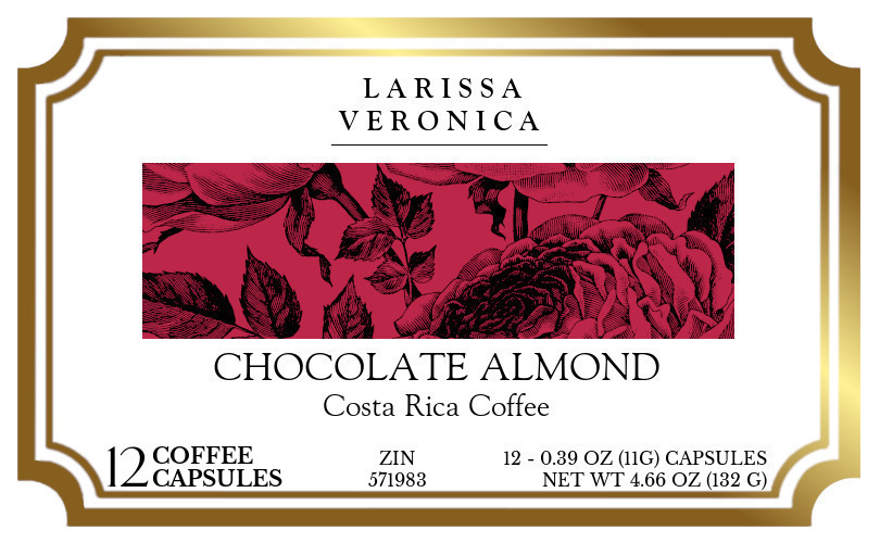 Chocolate Almond Costa Rica Coffee <BR>(Single Serve K-Cup Pods) - Label