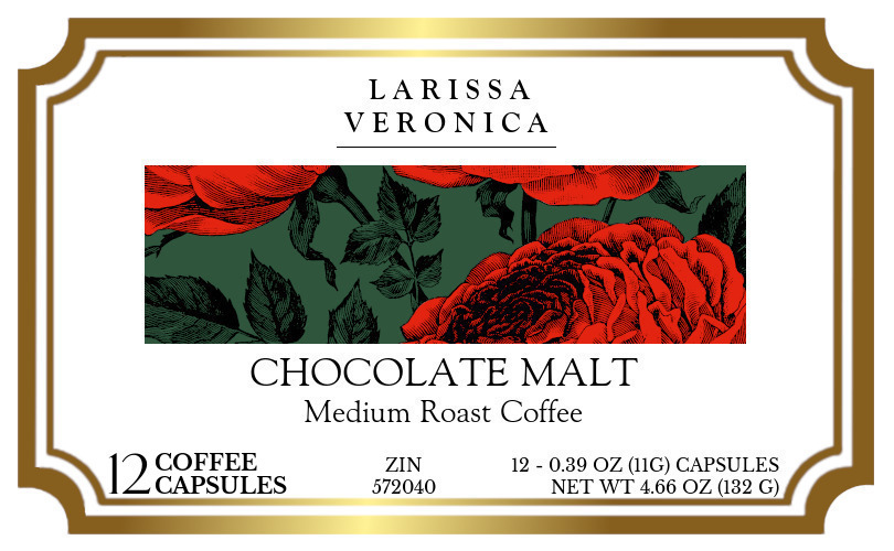 Chocolate Malt Medium Roast Coffee <BR>(Single Serve K-Cup Pods) - Label