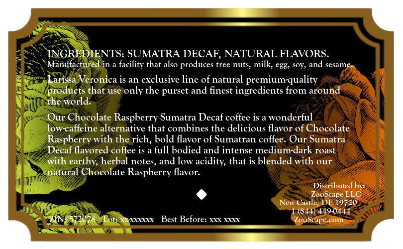 Chocolate Raspberry Sumatra Decaf Coffee <BR>(Single Serve K-Cup Pods)