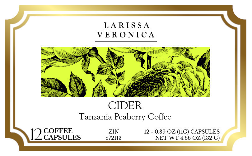 Cider Tanzania Peaberry Coffee <BR>(Single Serve K-Cup Pods) - Label
