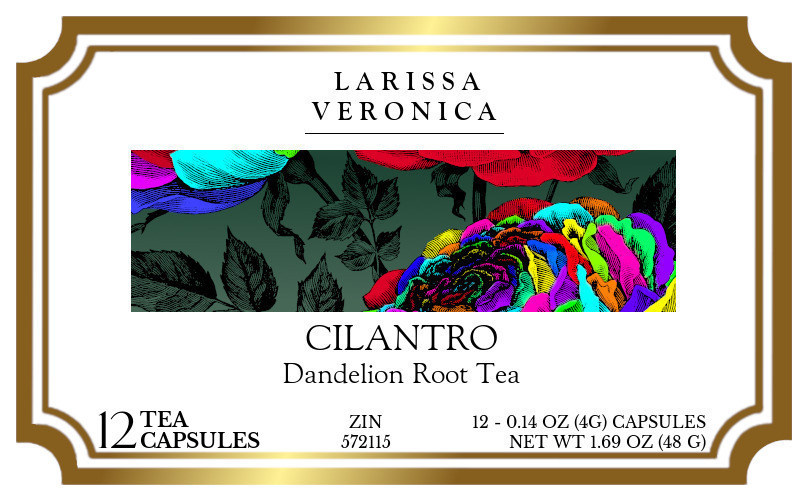 Cilantro Dandelion Root Tea <BR>(Single Serve K-Cup Pods) - Label