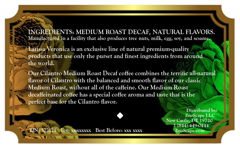 Cilantro Medium Roast Decaf Coffee <BR>(Single Serve K-Cup Pods)