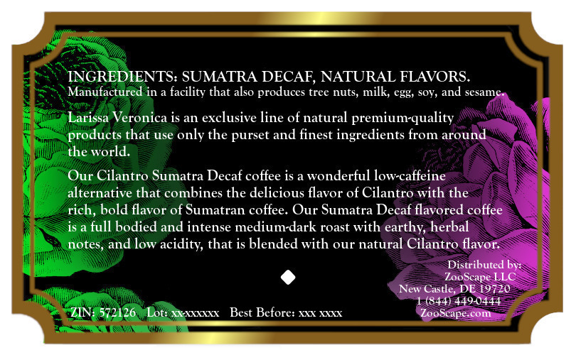 Cilantro Sumatra Decaf Coffee <BR>(Single Serve K-Cup Pods)