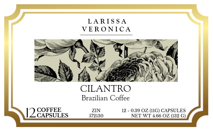 Cilantro Brazilian Coffee <BR>(Single Serve K-Cup Pods) - Label