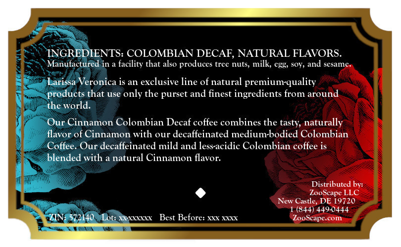 Cinnamon Colombian Decaf Coffee <BR>(Single Serve K-Cup Pods)